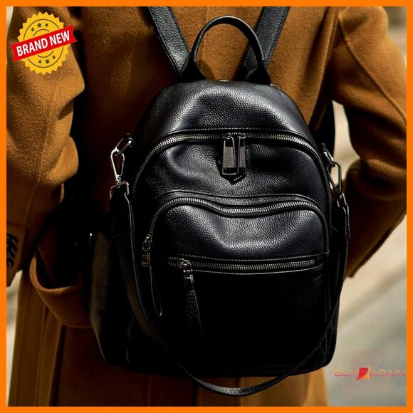 Genuine Leather Convertible Backpack Purse with Anti-Theft Pocket main image 6
